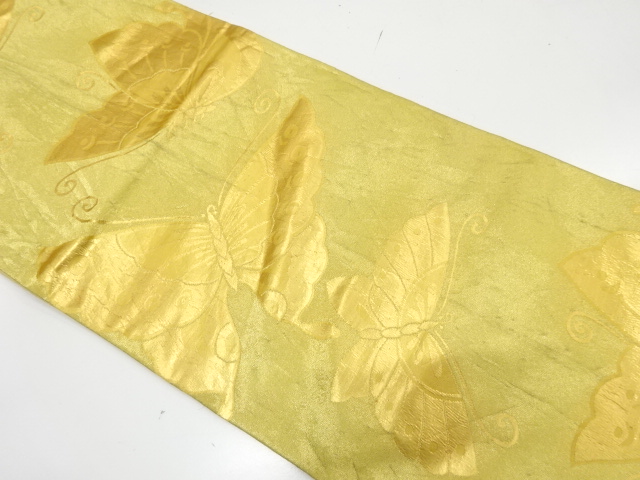 JAPANESE KIMONO / ANTIQUE FUKURO OBI / SILK / WOVEN BUTTERFLY